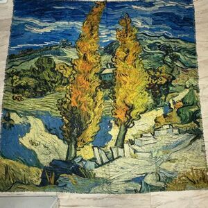 VINCENT VAN GOGH Two Poplars On A Road Lightweight Blanket Scarf-NWT
